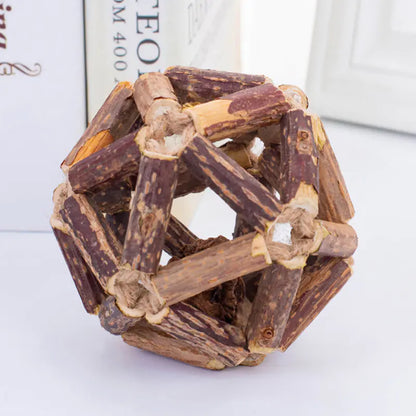 Natural Wood Dental Ball with Bell & Catnip