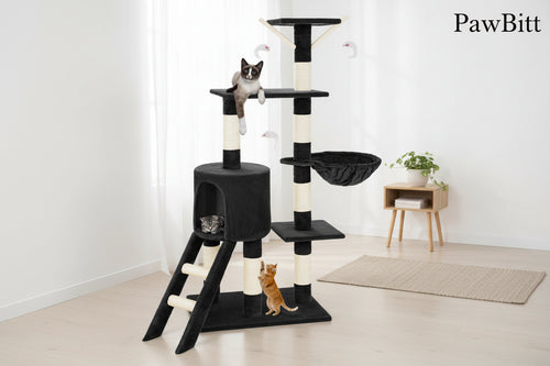 Árbol Rascador para Gatos Tectake Dominik - 144 cm de Diversión y Descanso