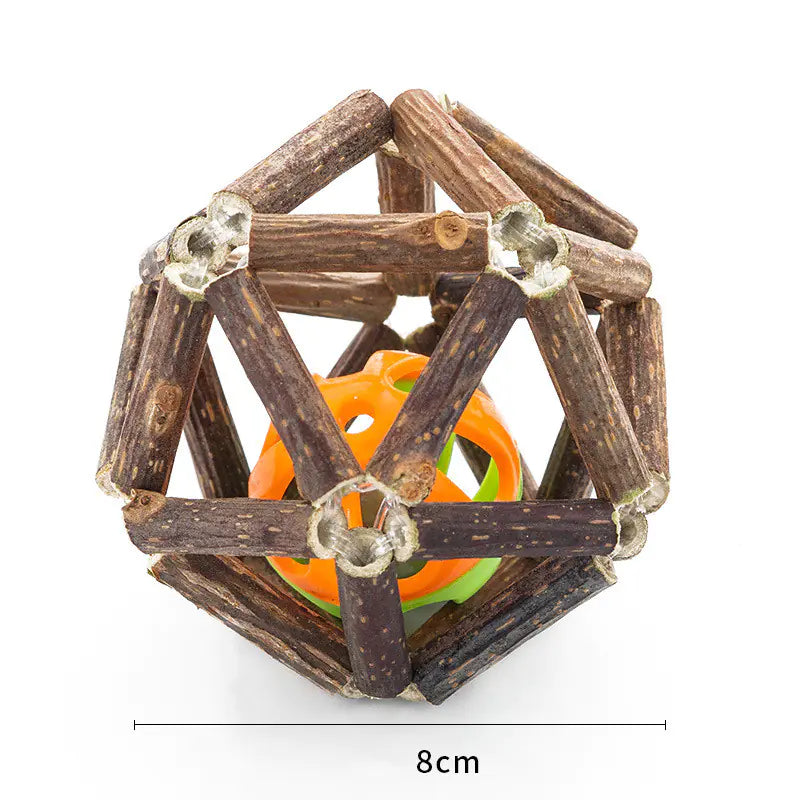 Natural Wood Dental Ball with Bell & Catnip