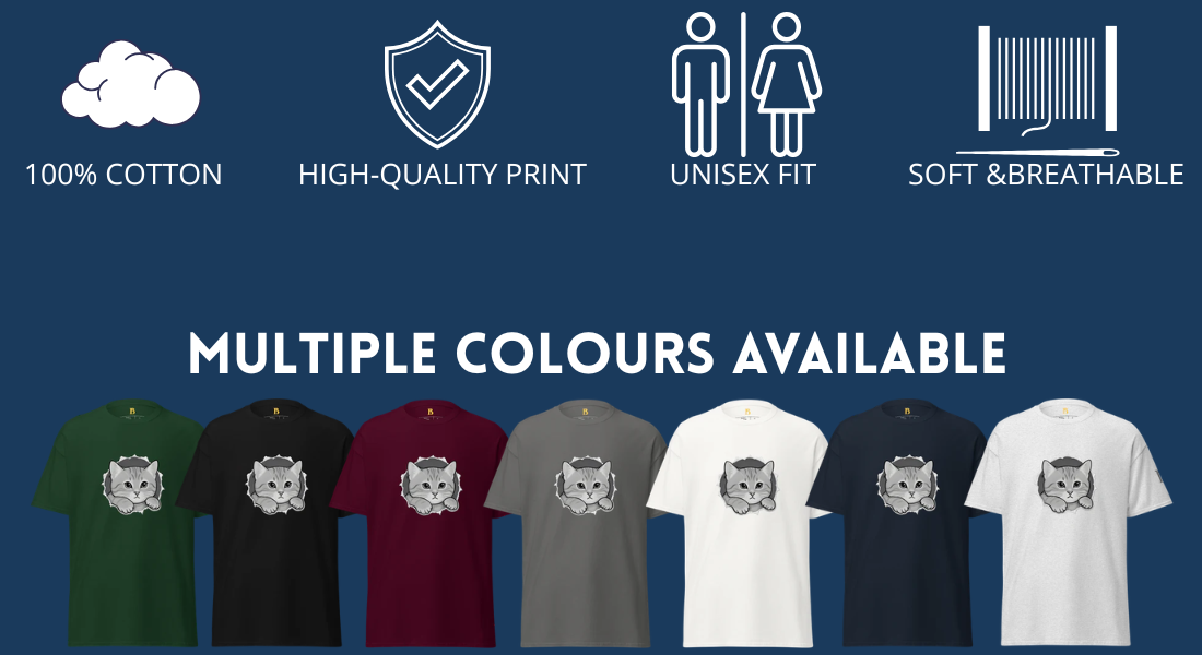 Curious Kitty™ Shirt – Funny Cat Tee | 100% Cotton | Unisex